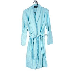 Noire Jasmine Robe S Womens Light Blue Long Sleeve Pockets Tie